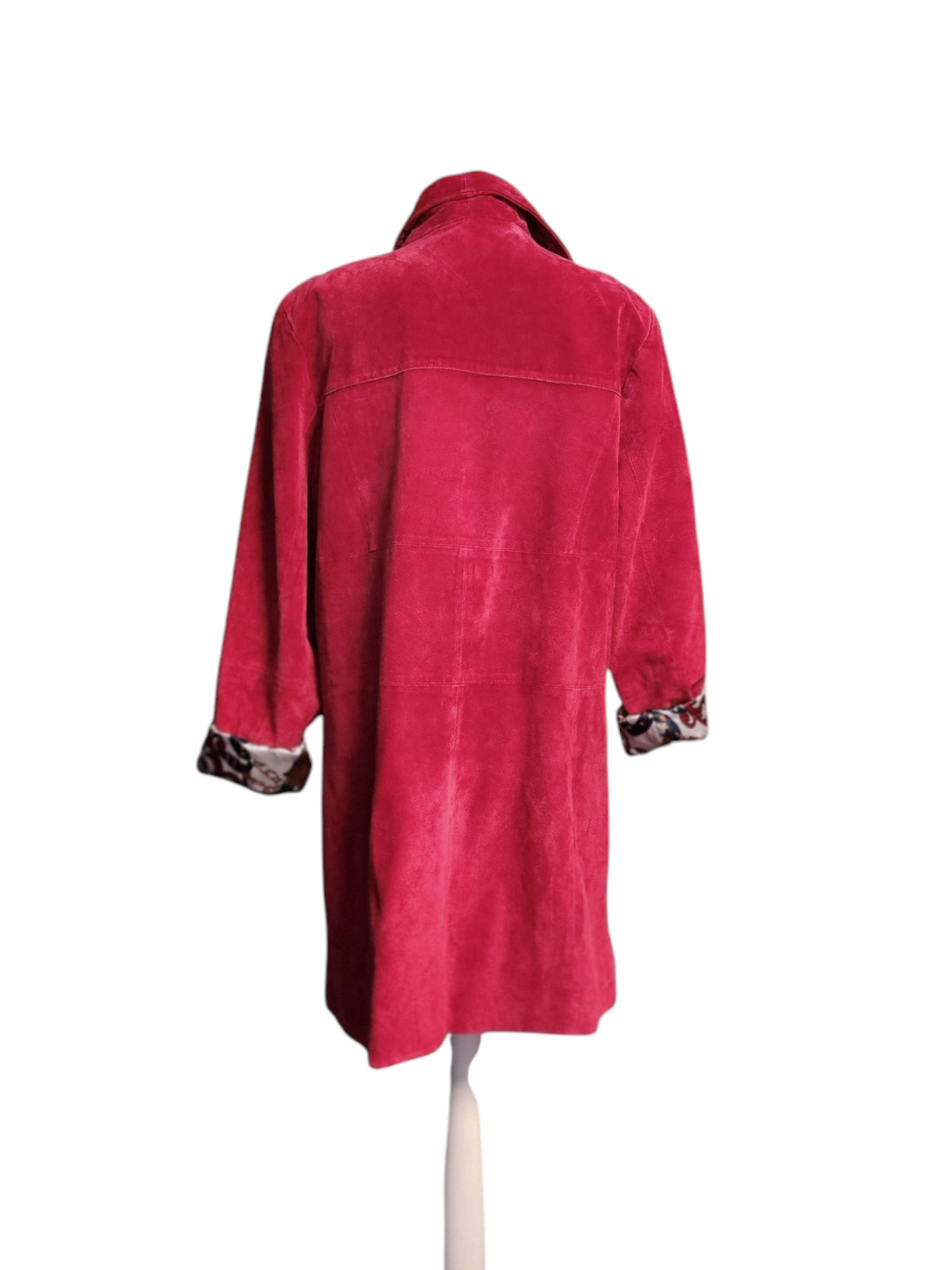 Vinatge Beth Terral Red Suede Trench Coat - Large