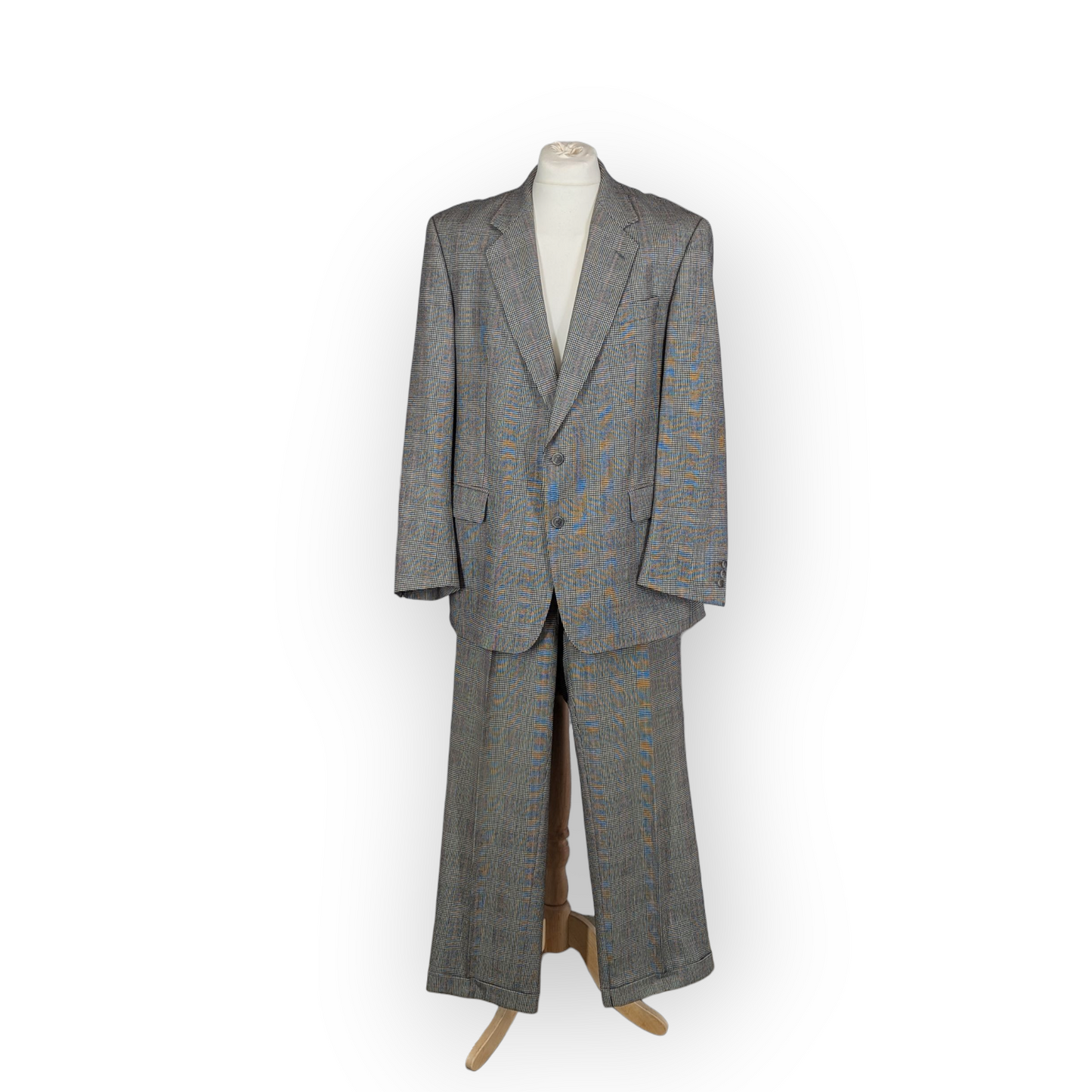 Vintage Odermark Mens Collection Glen Check Suit Pure New Wool 48"