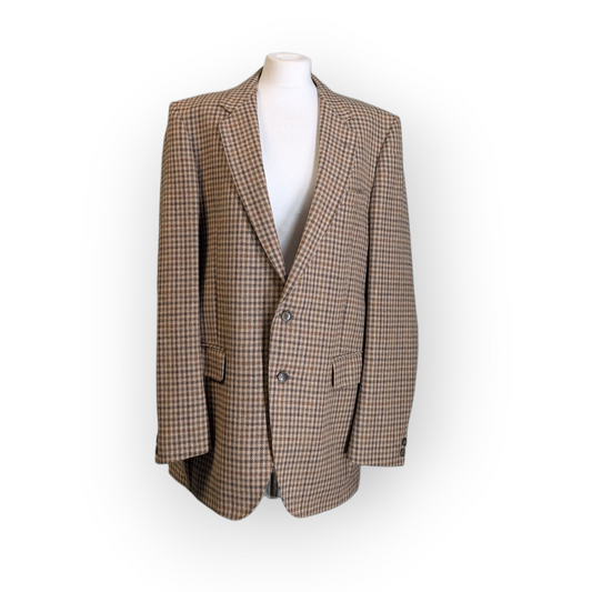 Vintage Aitken and Niven Checked Tan Plaid Wool Oversized Blazer 46"