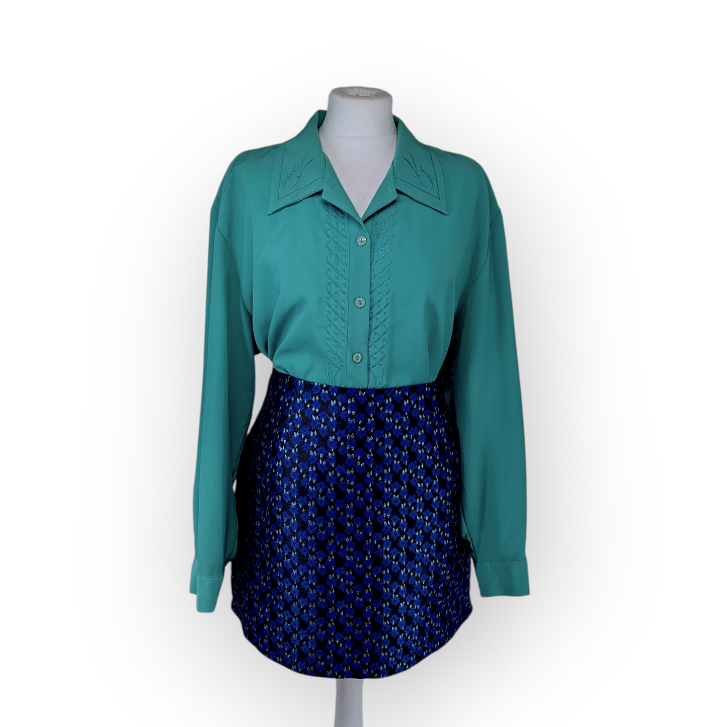 Vintage Embroidered Oversized Blouse - UK22 - Green 'Elena' Shirt