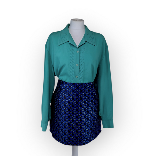 Vintage Embroidered Oversized Blouse - UK22 - Green 'Elena' Shirt