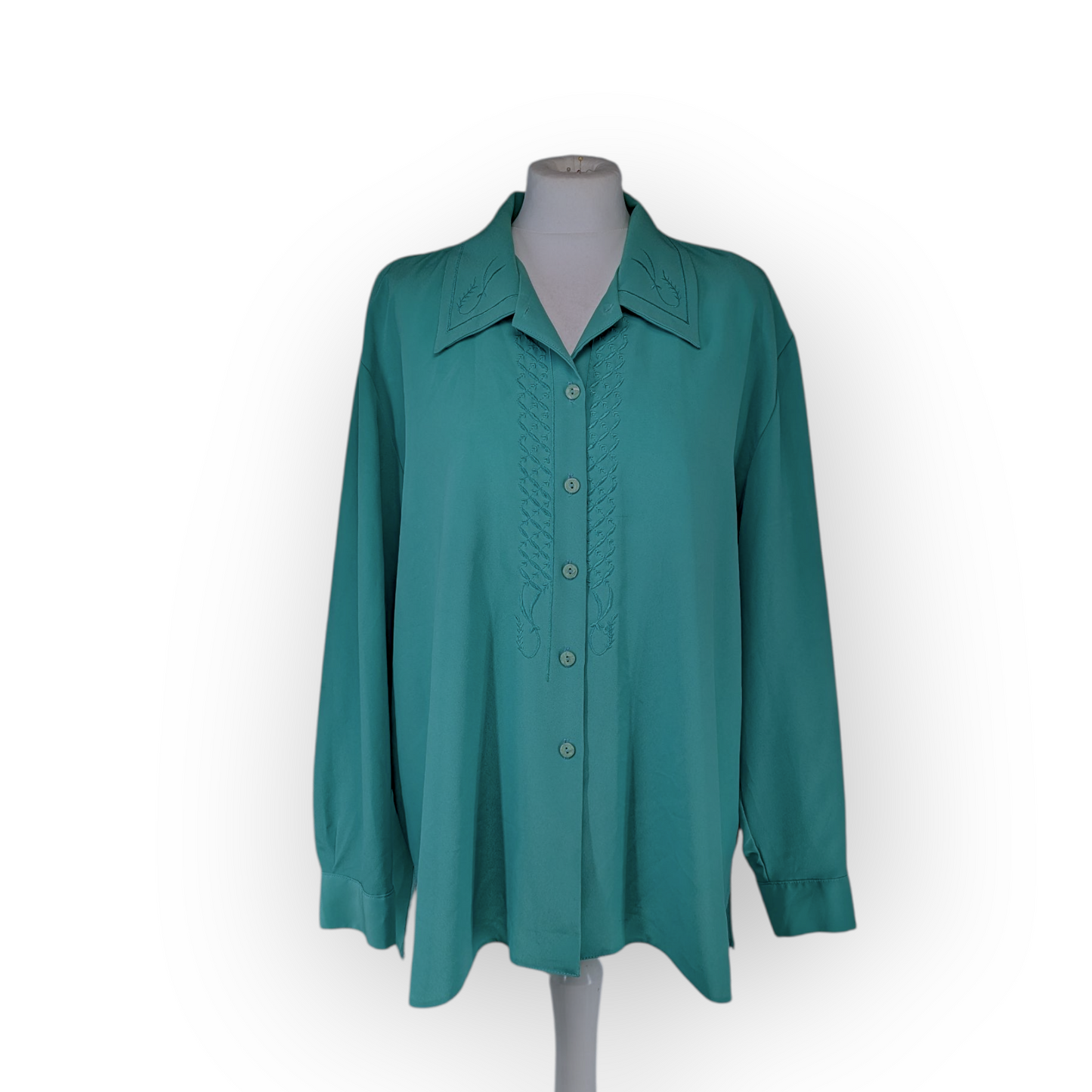 Vintage Embroidered Oversized Blouse - UK22 - Green 'Elena' Shirt