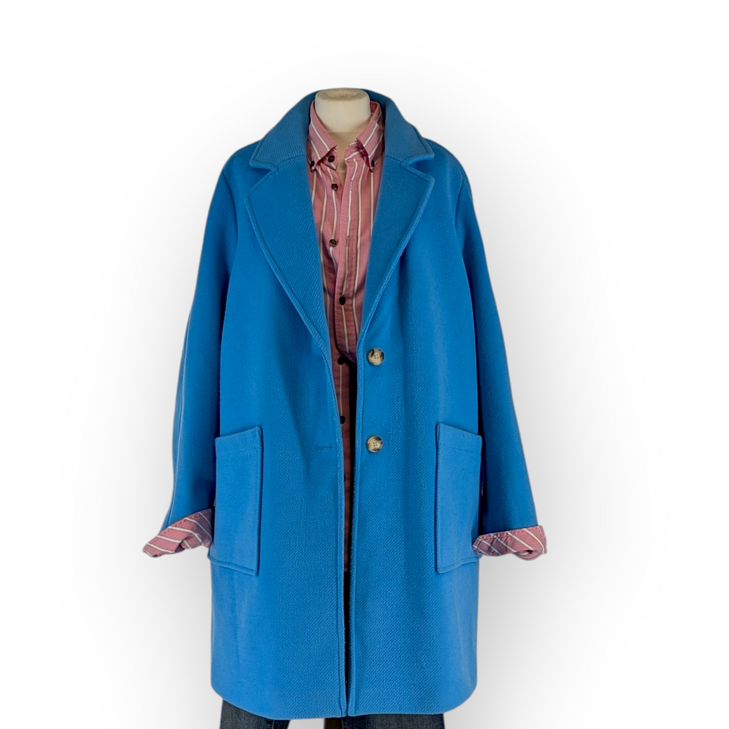 Turquoise longline cocoon coat uK18