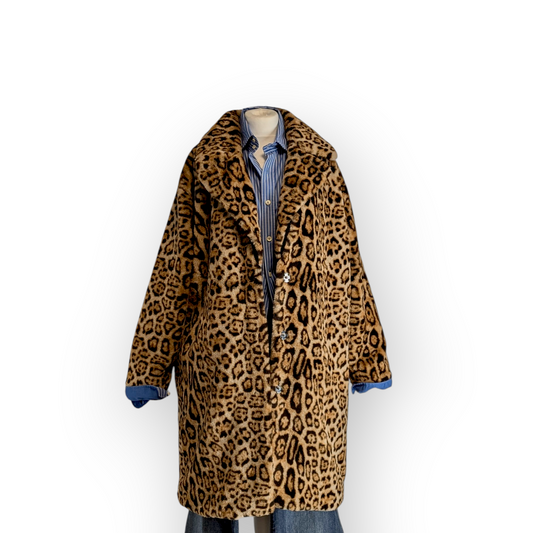 Leopard print faux fur coat UK14
