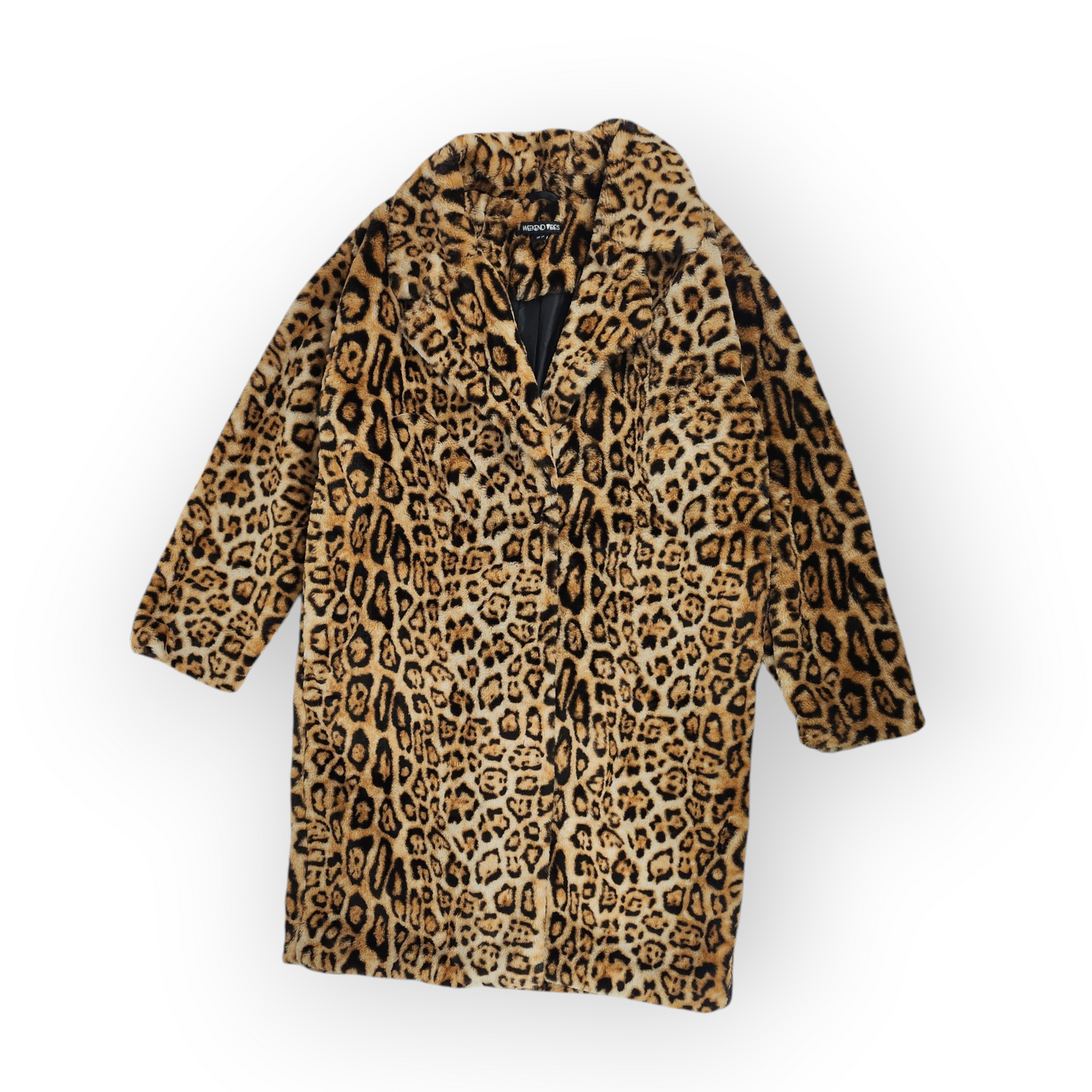 Leopard print faux fur coat UK14