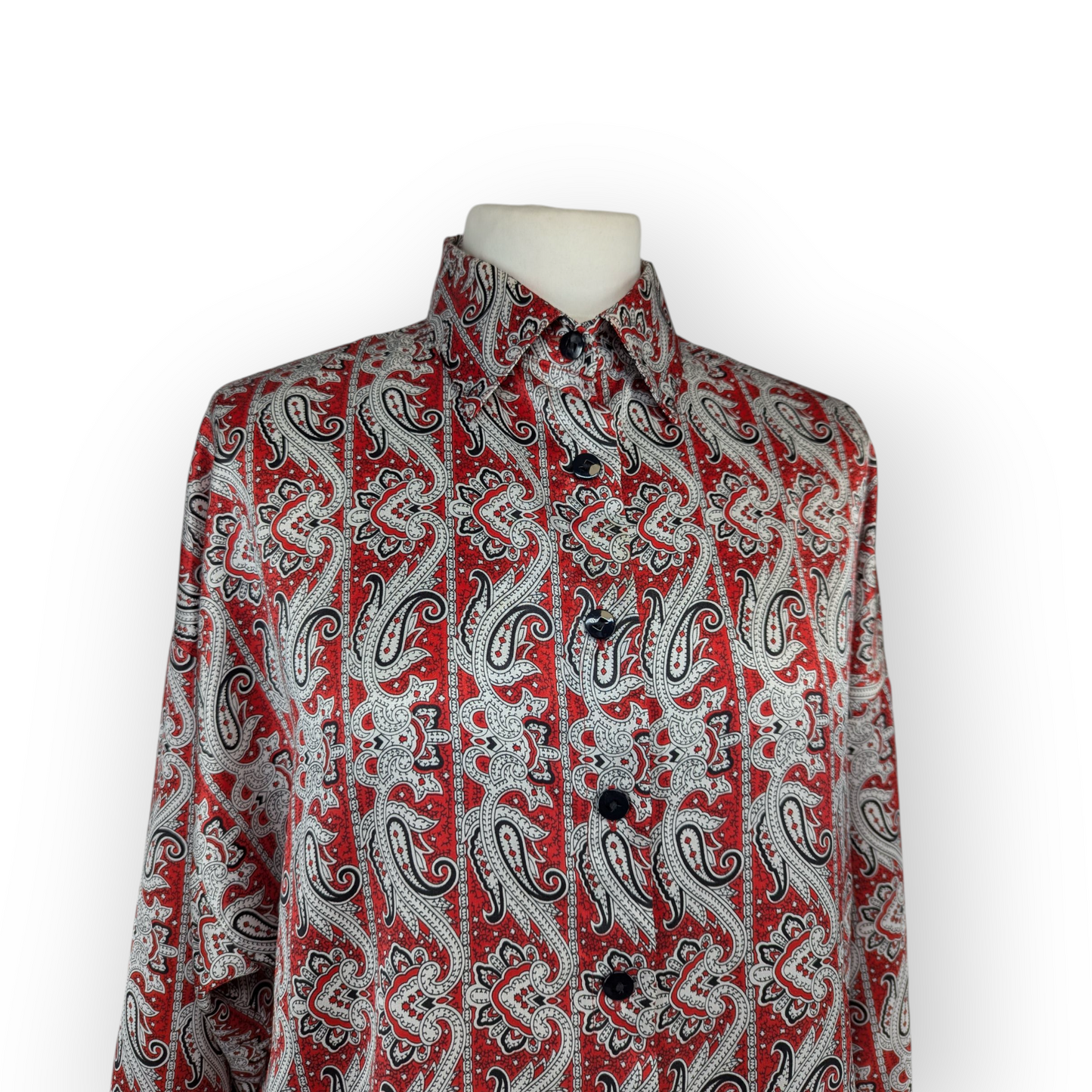 Vintage Silk Paisley Print Blouse - Large