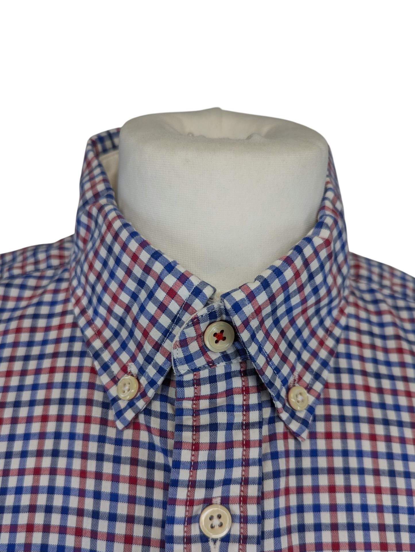 Oversized Gingham Shirt -TM Lewin -Button Down Collar - Red Blue Red - Medium