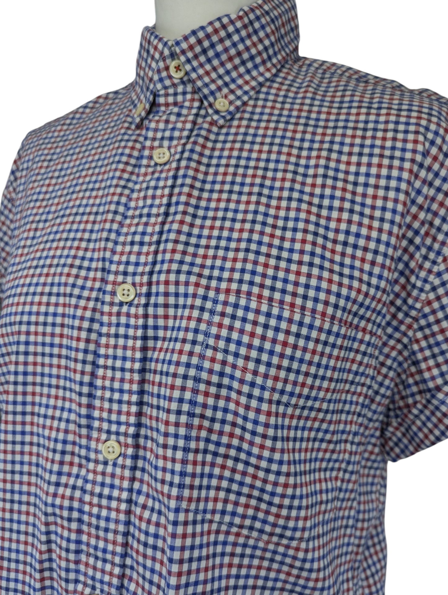 Oversized Gingham Shirt -TM Lewin -Button Down Collar - Red Blue Red - Medium
