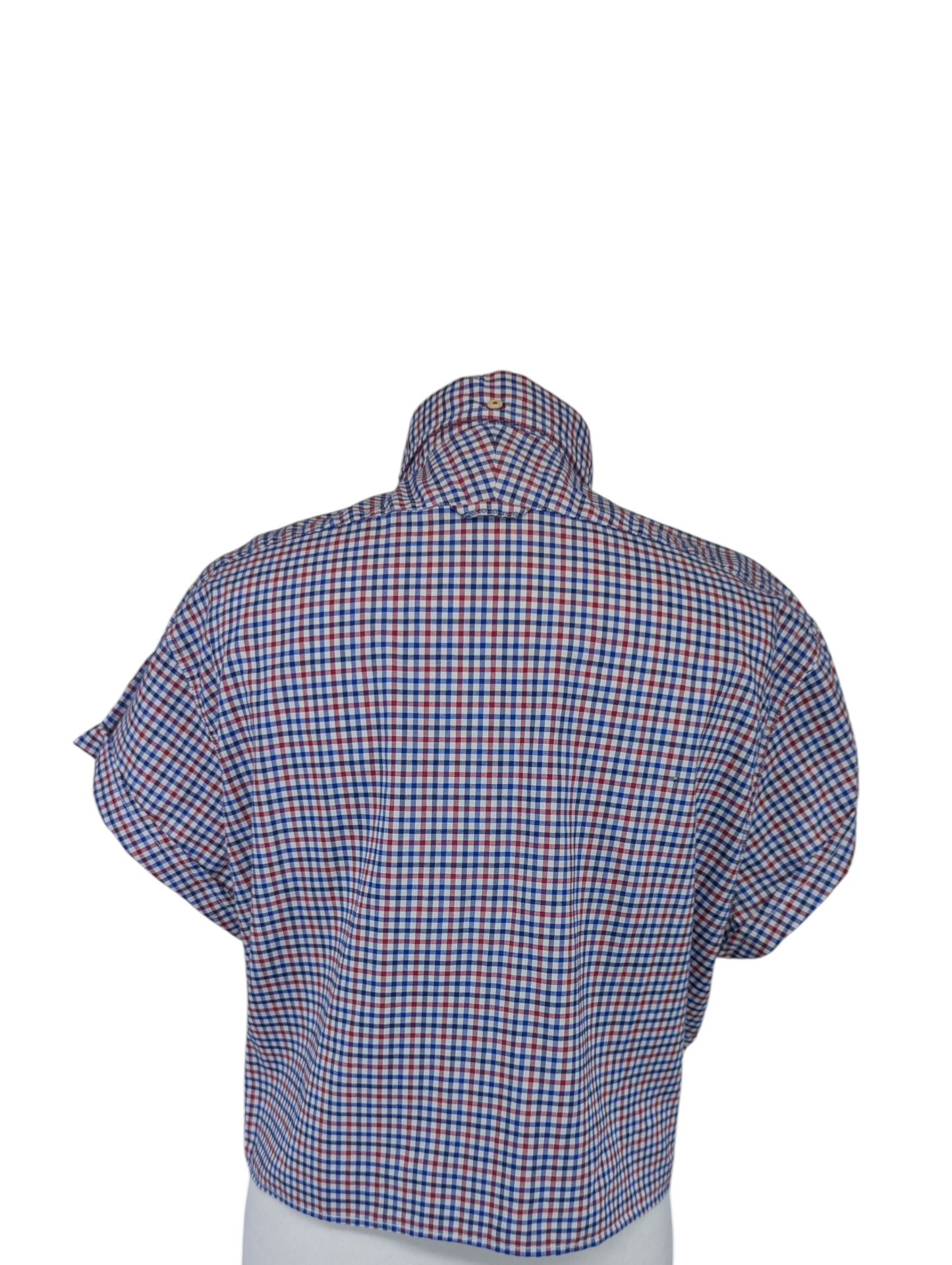 Oversized Gingham Shirt -TM Lewin -Button Down Collar - Red Blue Red - Medium