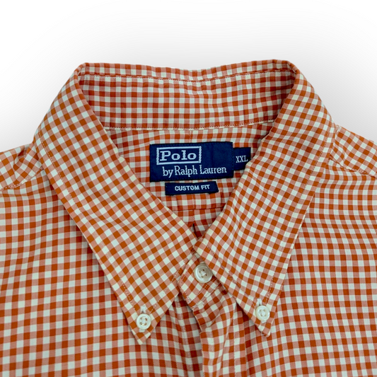 Polo by Ralph Lauren Orange Gingham Plaid Oversized Shirt XXL
