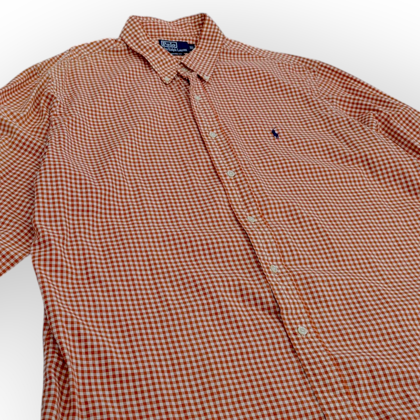 Polo by Ralph Lauren Orange Gingham Plaid Oversized Shirt XXL