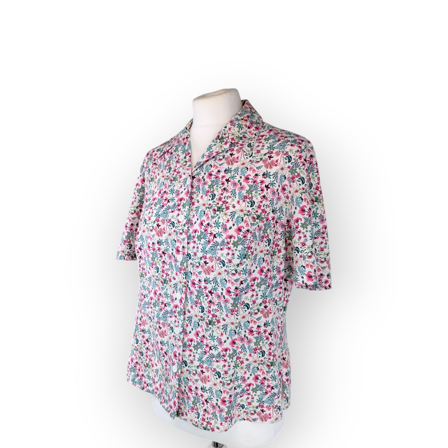 Honor Milburn Floral Ditsy Short Sleeve Blouse Pink Green (UK10) Small
