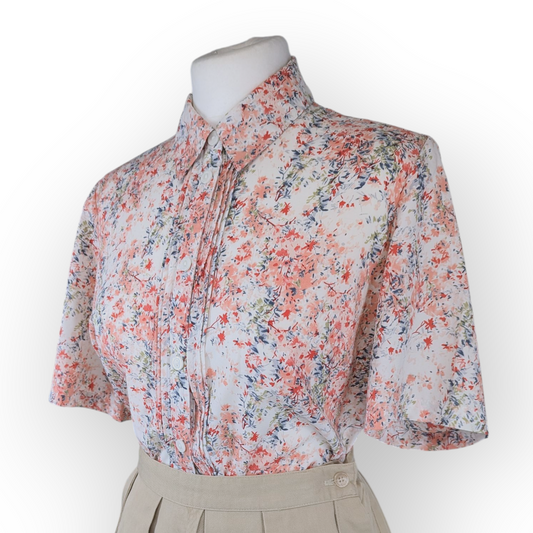 Honor Milburn Floral Ditsy Short Sleeve Blouse Pink Red (UK10) Medium