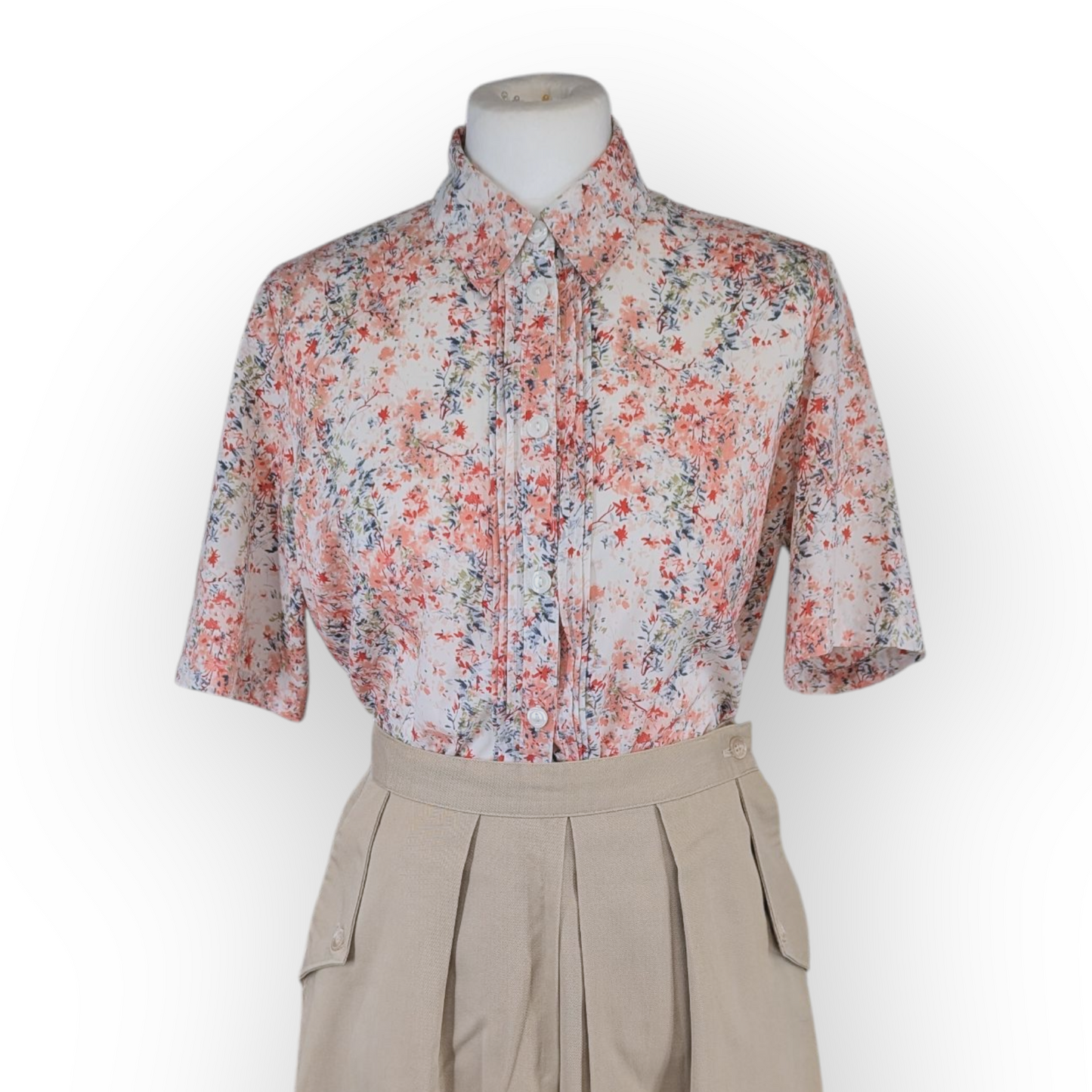 Honor Milburn Floral Ditsy Short Sleeve Blouse Pink Red (UK10) Medium