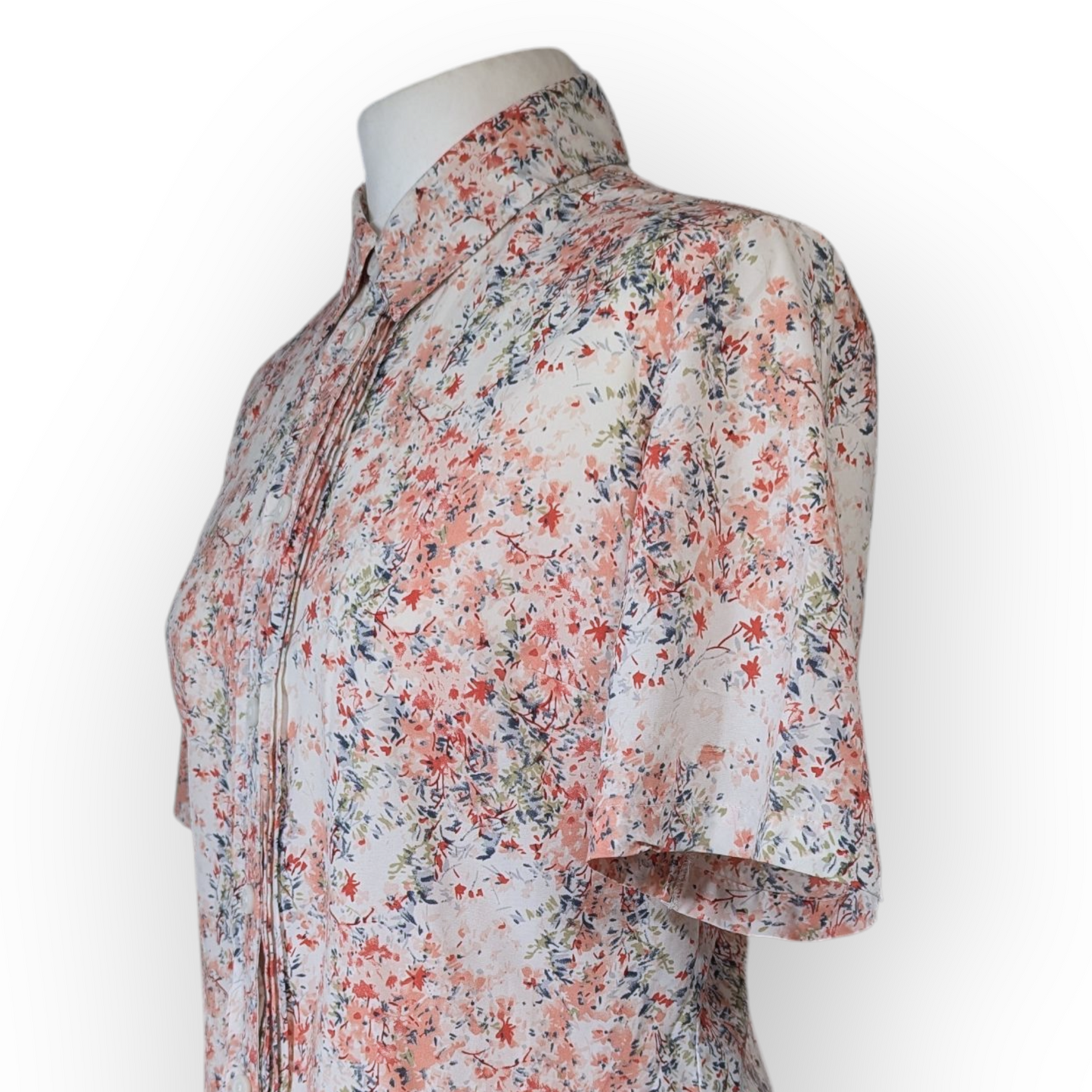 Honor Milburn Floral Ditsy Short Sleeve Blouse Pink Red (UK10) Medium