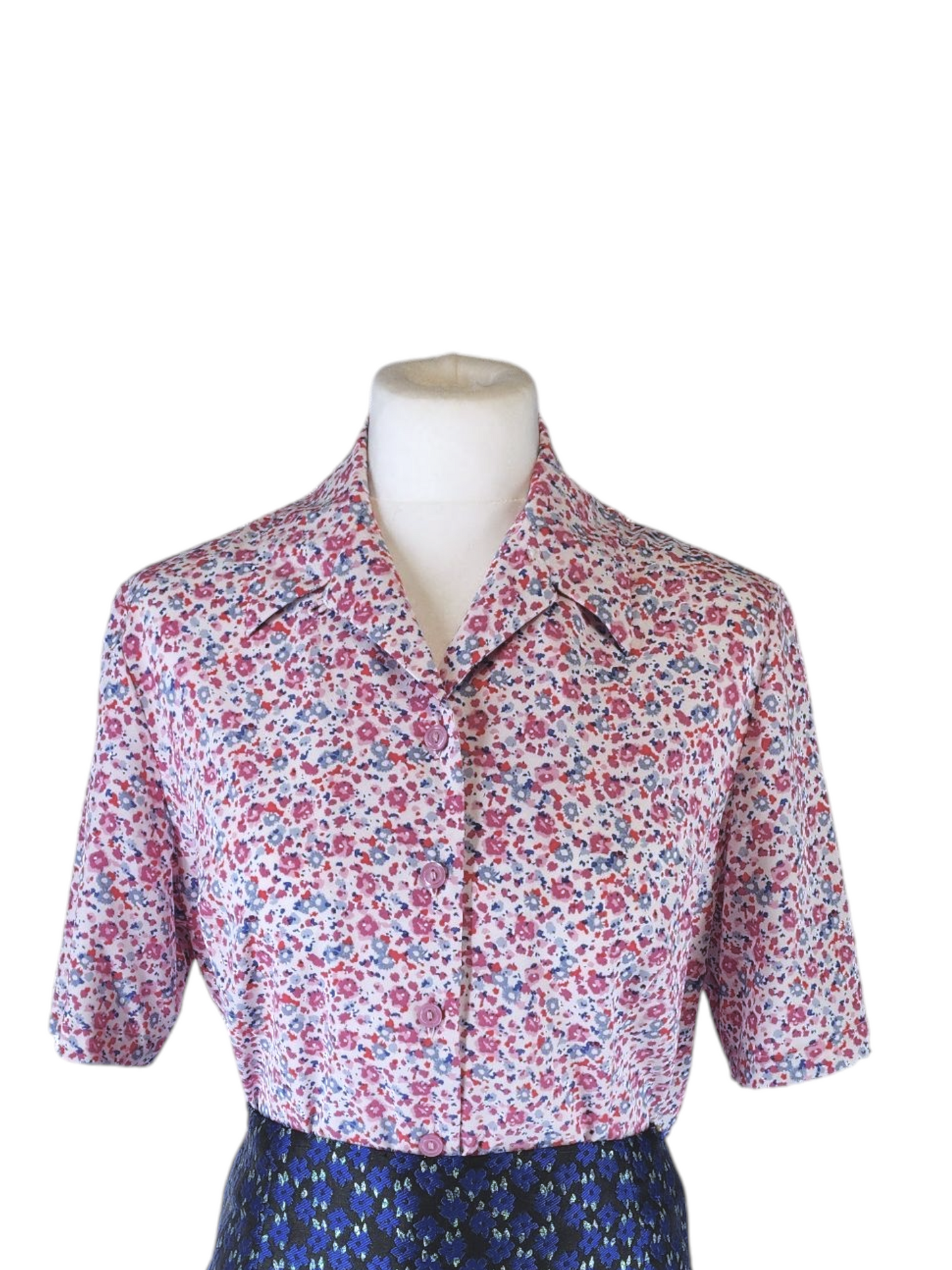 Honor Milburn Floral Ditsy Short Sleeve Blouse Pink Blue (UK12)