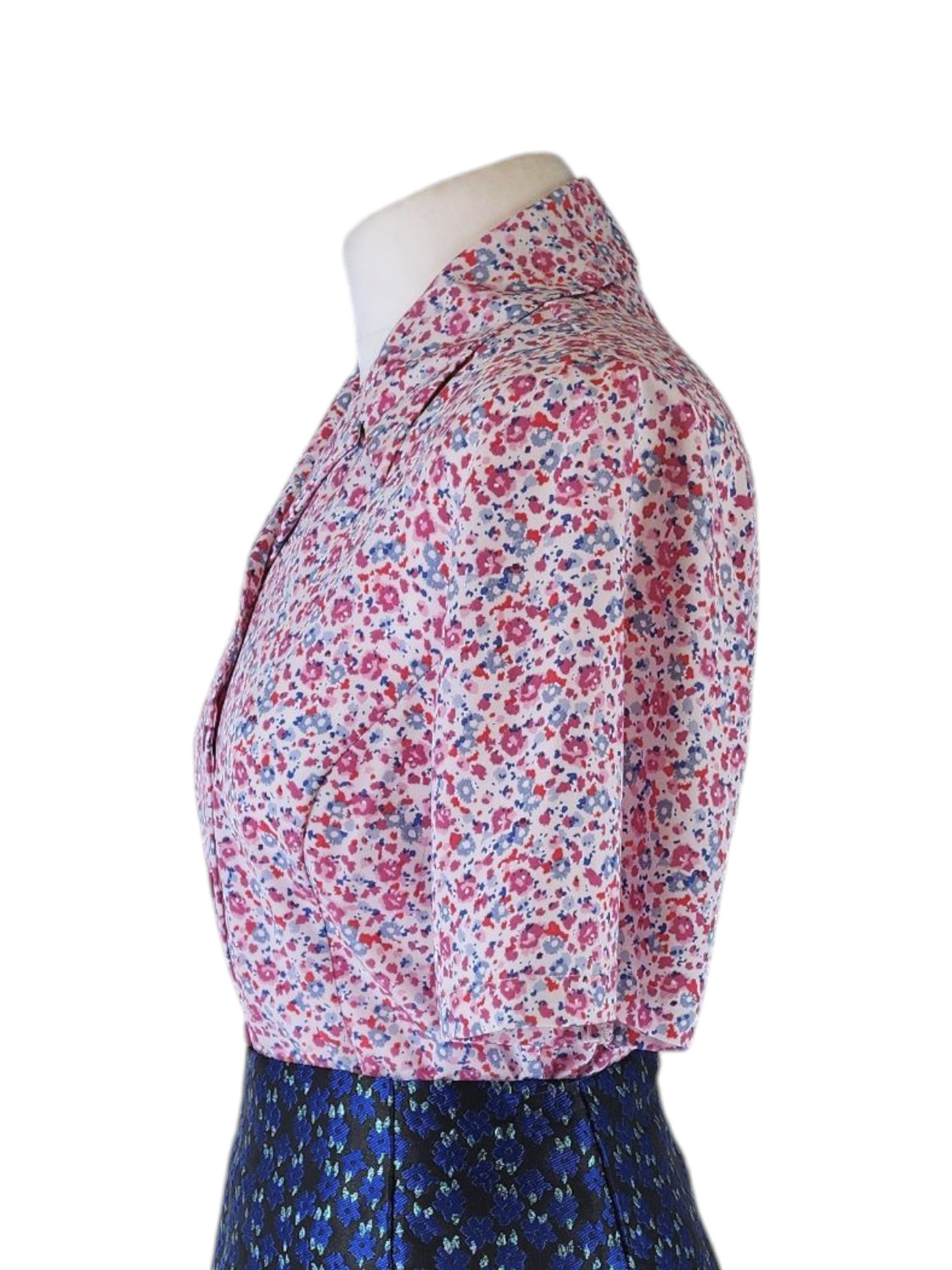 Honor Milburn Floral Ditsy Short Sleeve Blouse Pink Blue (UK12)