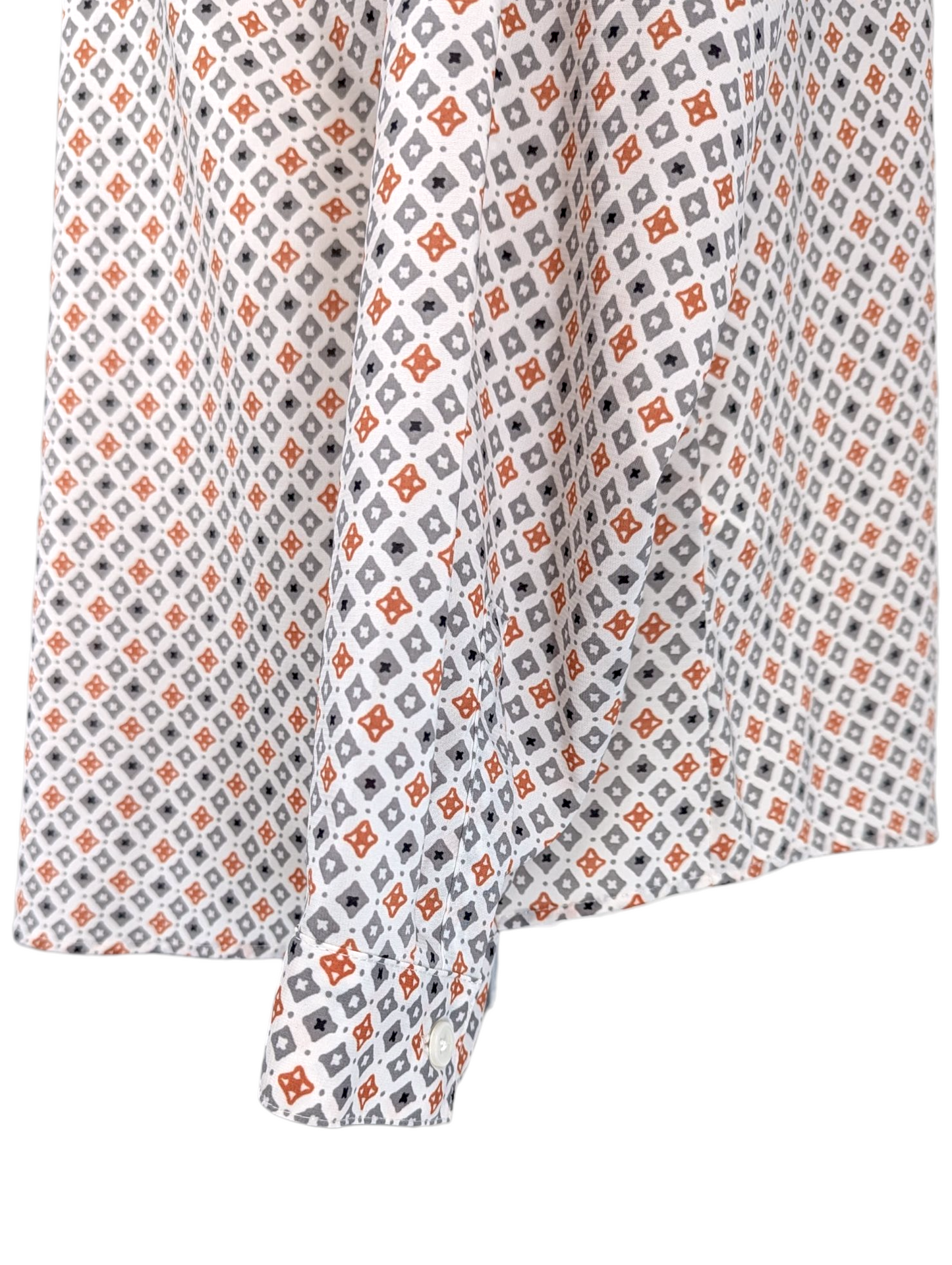 Vintage grey & orange pattern long sleev blouse UK 20