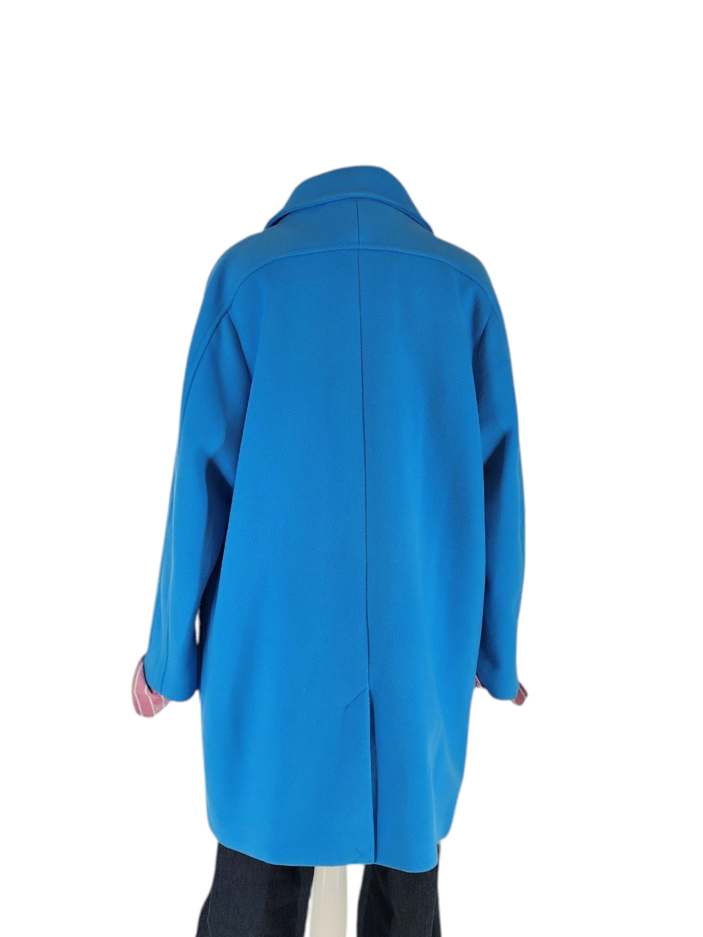 Turquoise longline cocoon coat uK18