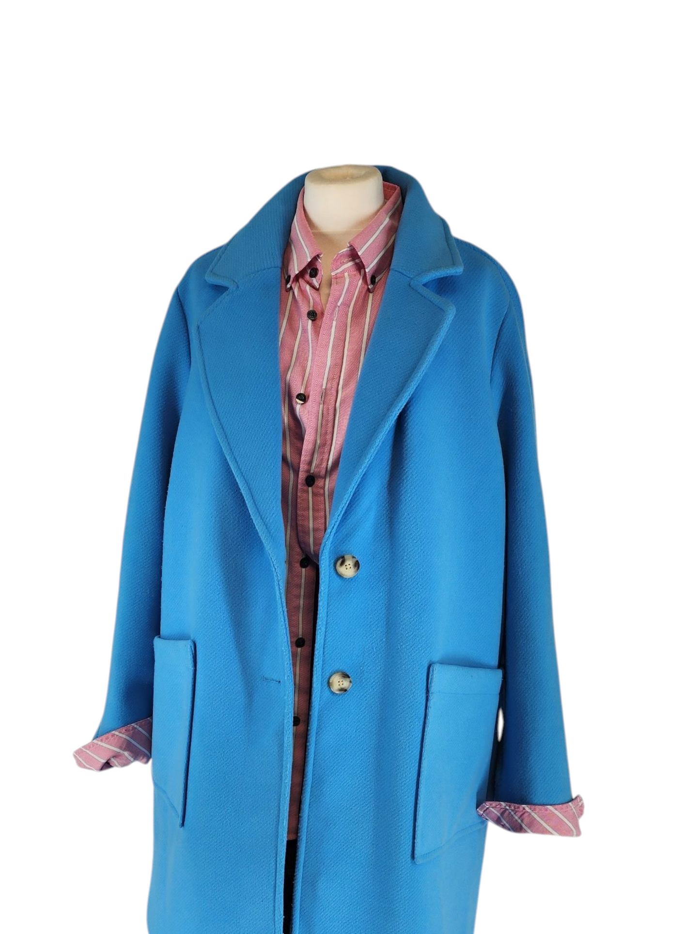 Turquoise longline cocoon coat uK18