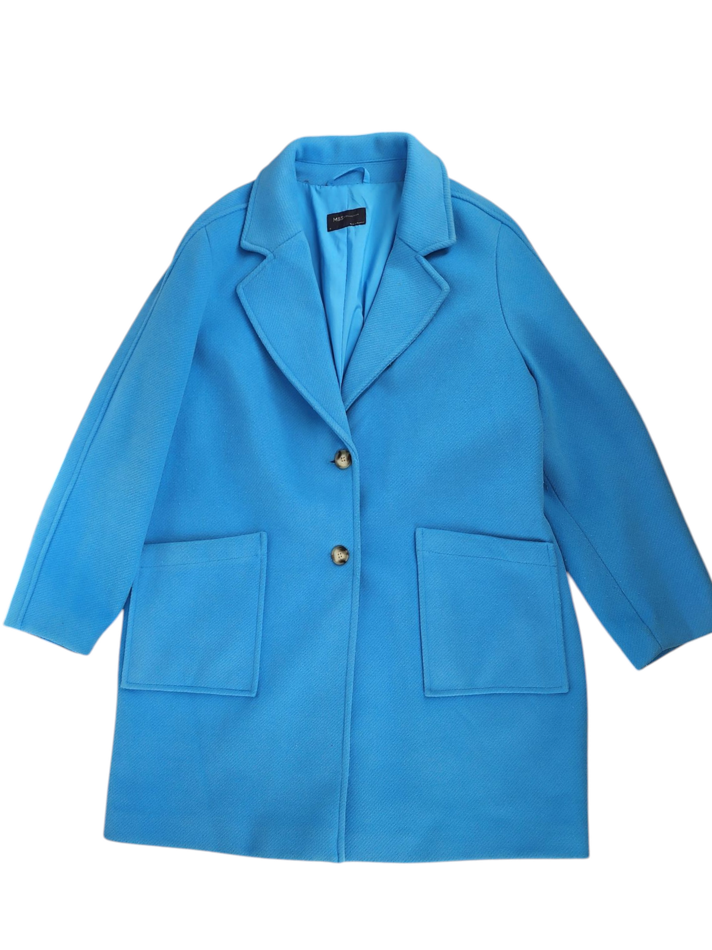 Turquoise longline cocoon coat uK18
