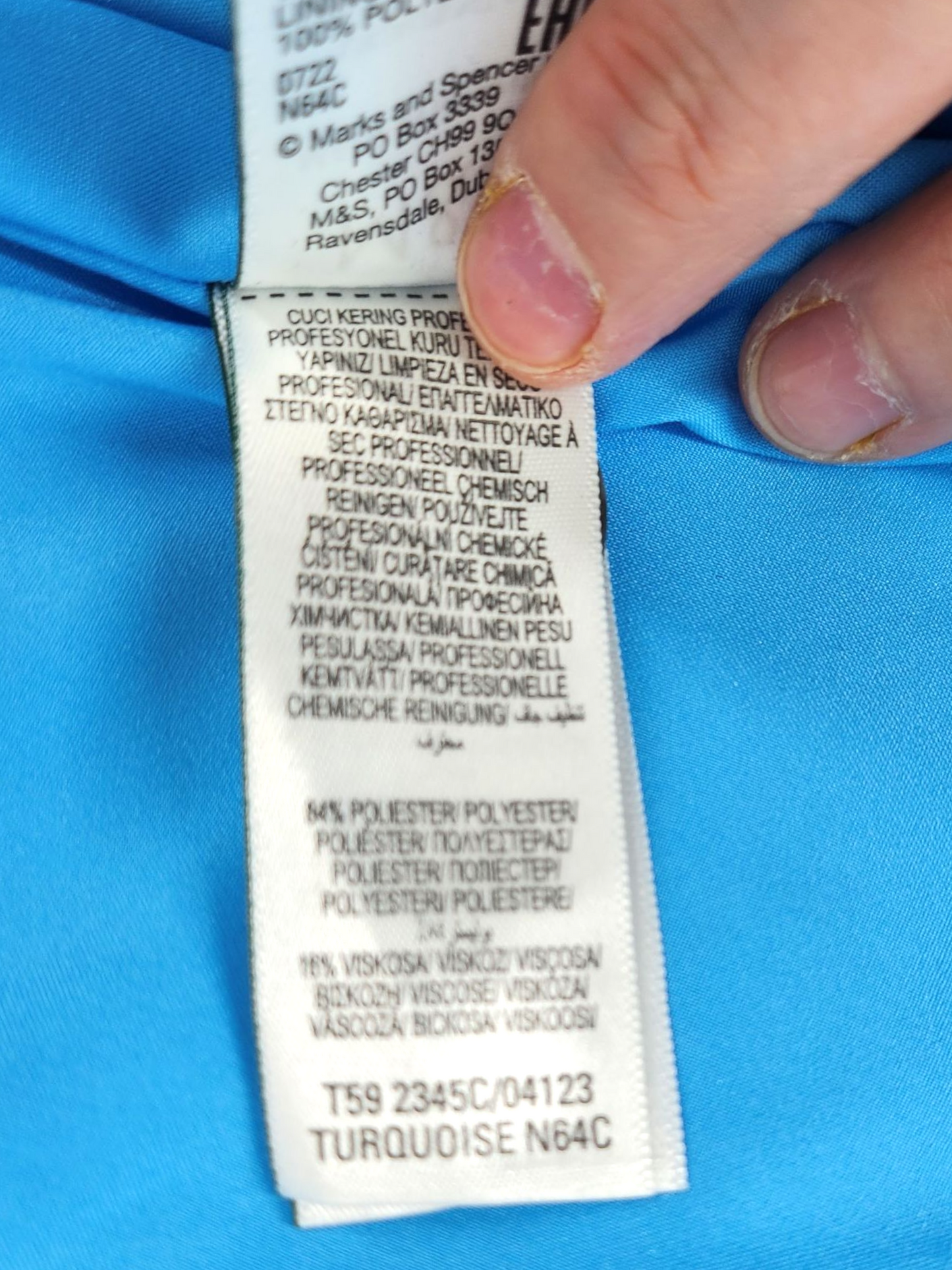 Turquoise longline cocoon coat uK18
