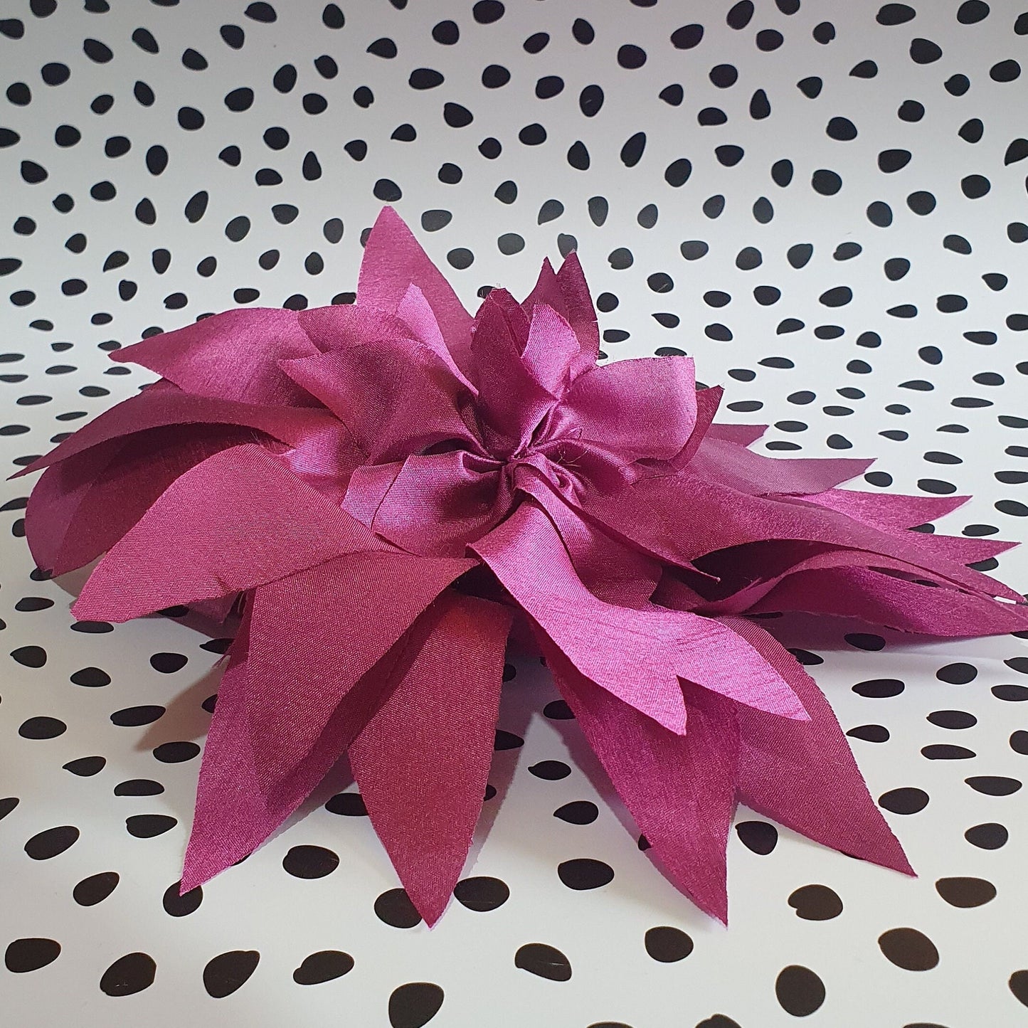 12" XL Flower Rose Corsage Handmade Recycled Material, Pin Back, Shoulder Brooch Pink Rose Flower