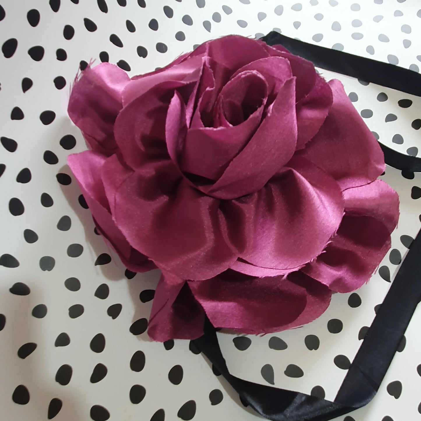 10" XL Flower Corsage Handmade Recycled Material, Pin Back, Shoulder Brooch