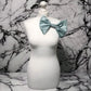 8" Fabric Bow Handmade Recycled Material, Pin Back, Shoulder Brooch Baby Blue Fabric Bow