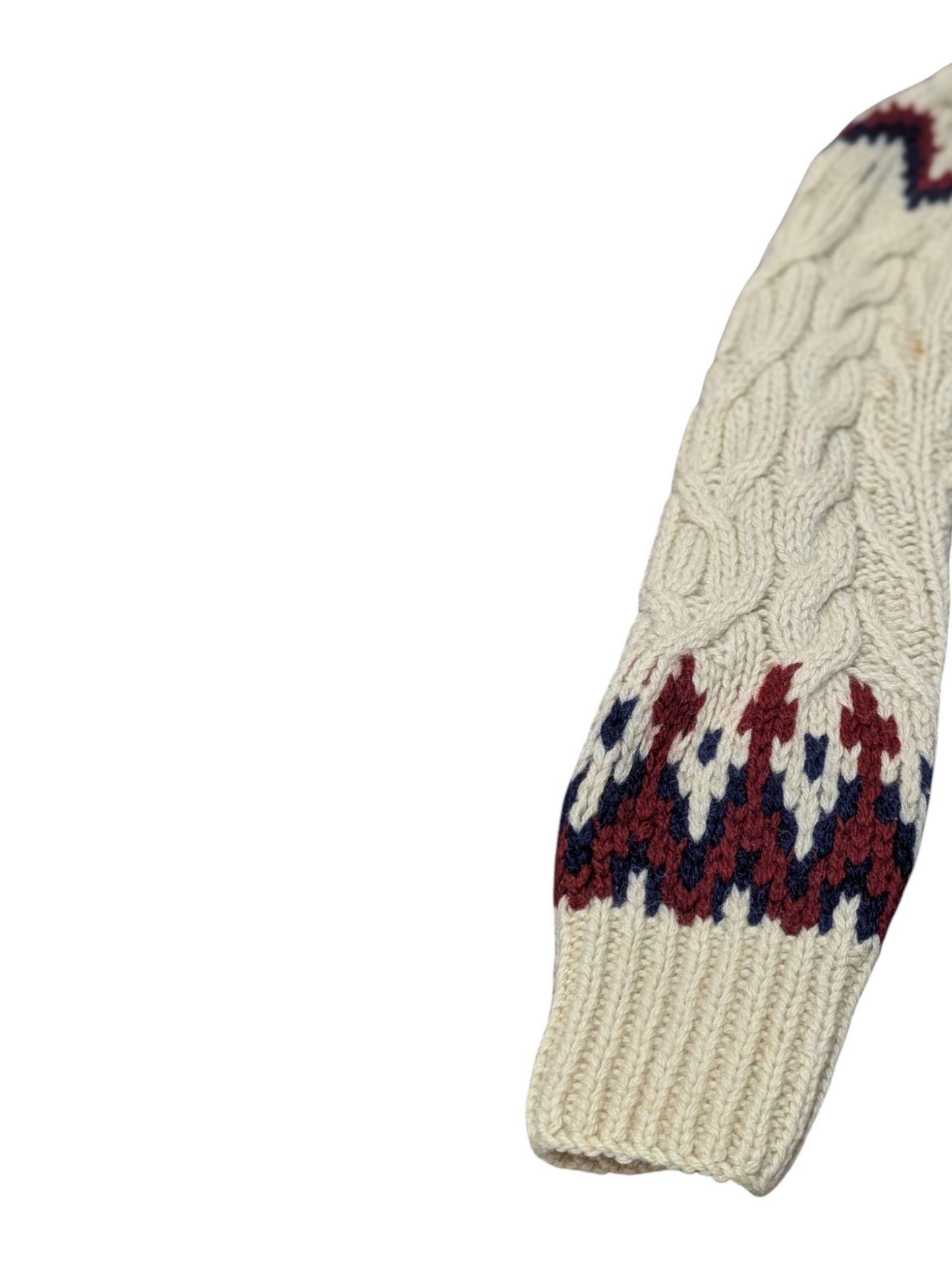 Nordic Vintage Cable Knit Hooded Cardigan Small