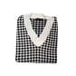 Preloved - PLT - Dogtooth Black & White Vest - Tank Top - V-Neck -  Medium
