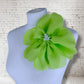 8.5" Lime Green Flower Corsage Handmade Recycled Material, Hair Slide