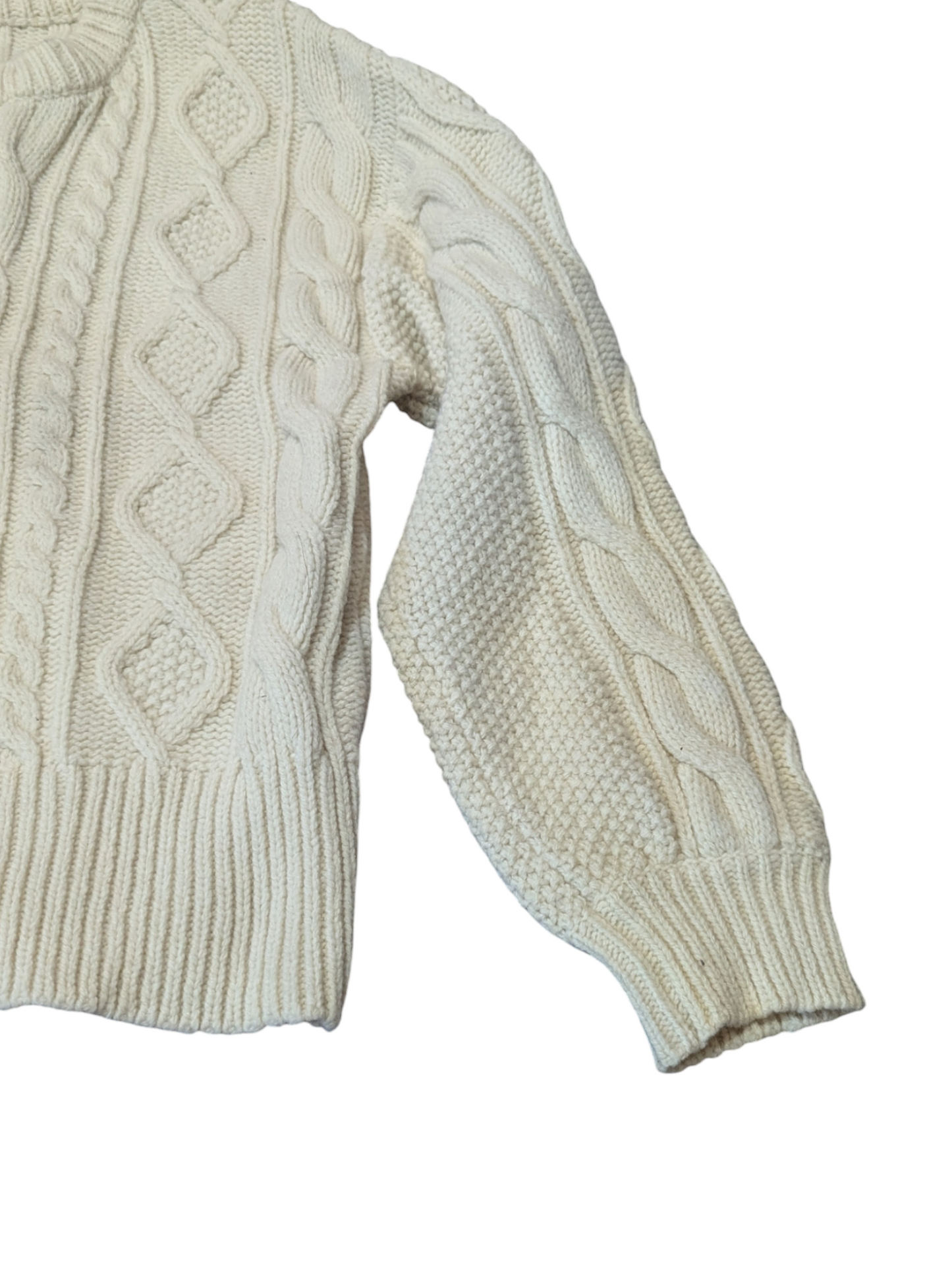Beauty & Youth Cream Split Crew Neck Cable Knit Jumper Medium