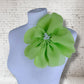 8.5" Lime Green Flower Corsage Handmade Recycled Material, Hair Slide