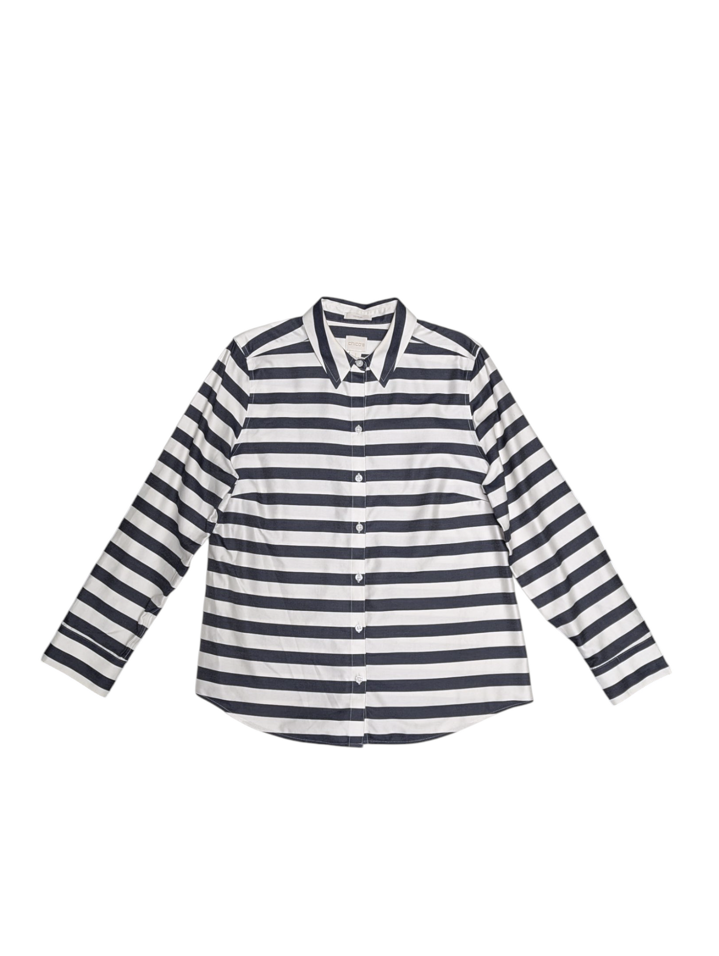 Preloved - Chicos  - Vertical Blue & White Stripe Shirt - Medium