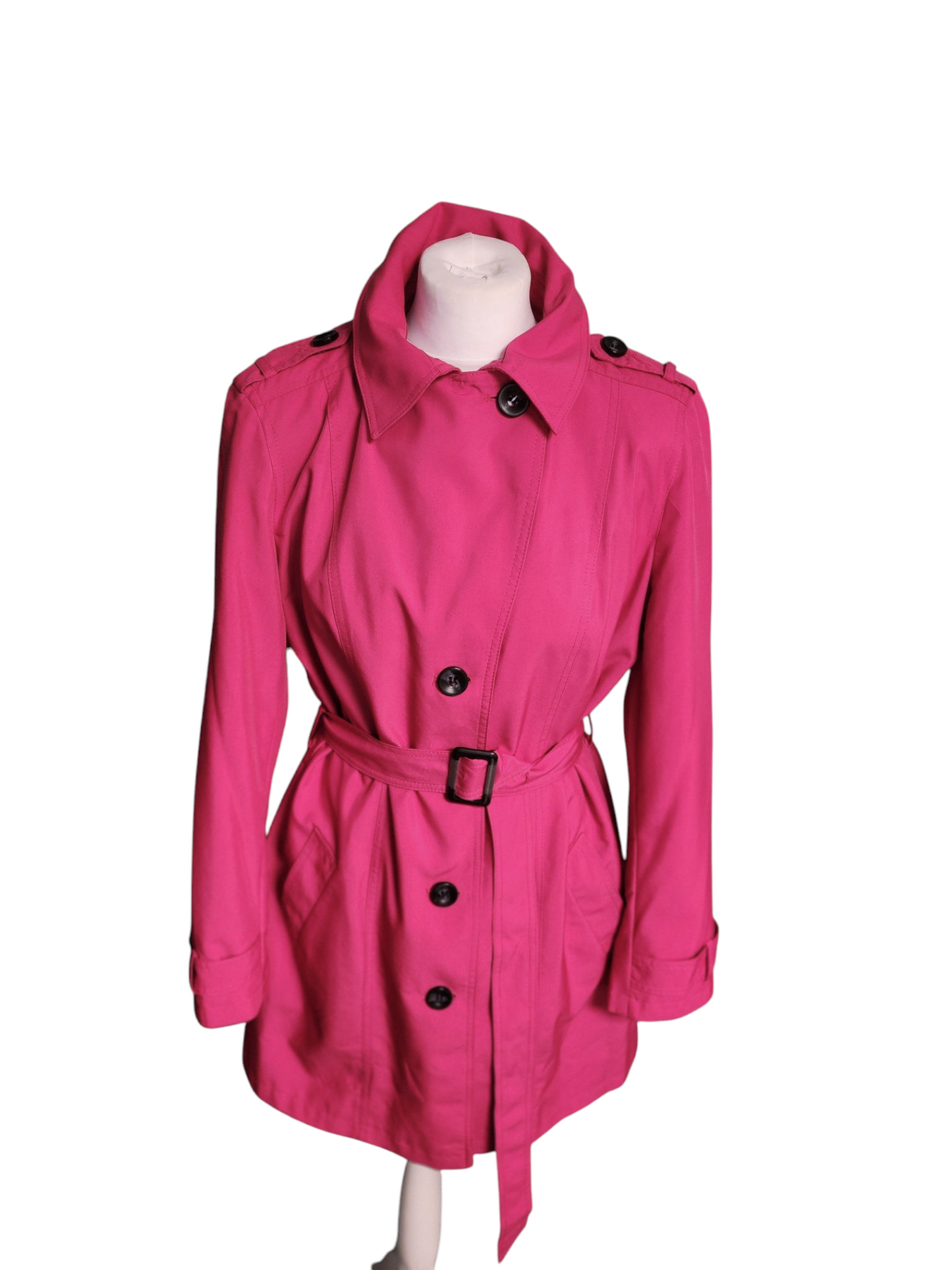 Preloved M&S Hot pink belted trench coat mac UK16