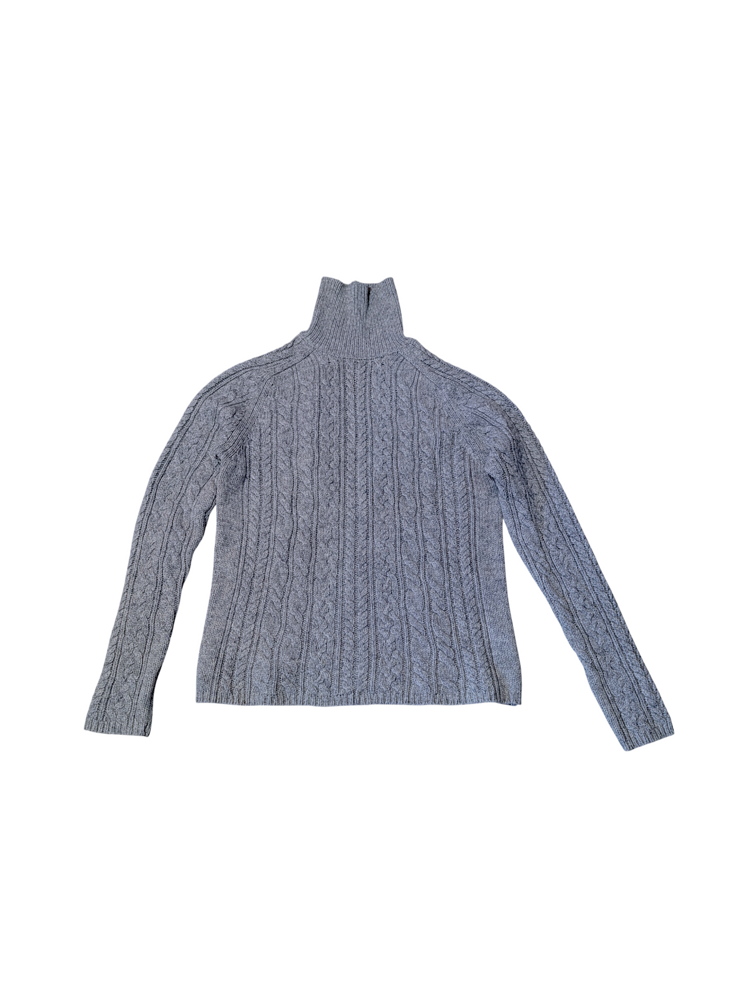 'Giordana'Vintage Grey Cable Knit Polo neck Jumper Medium