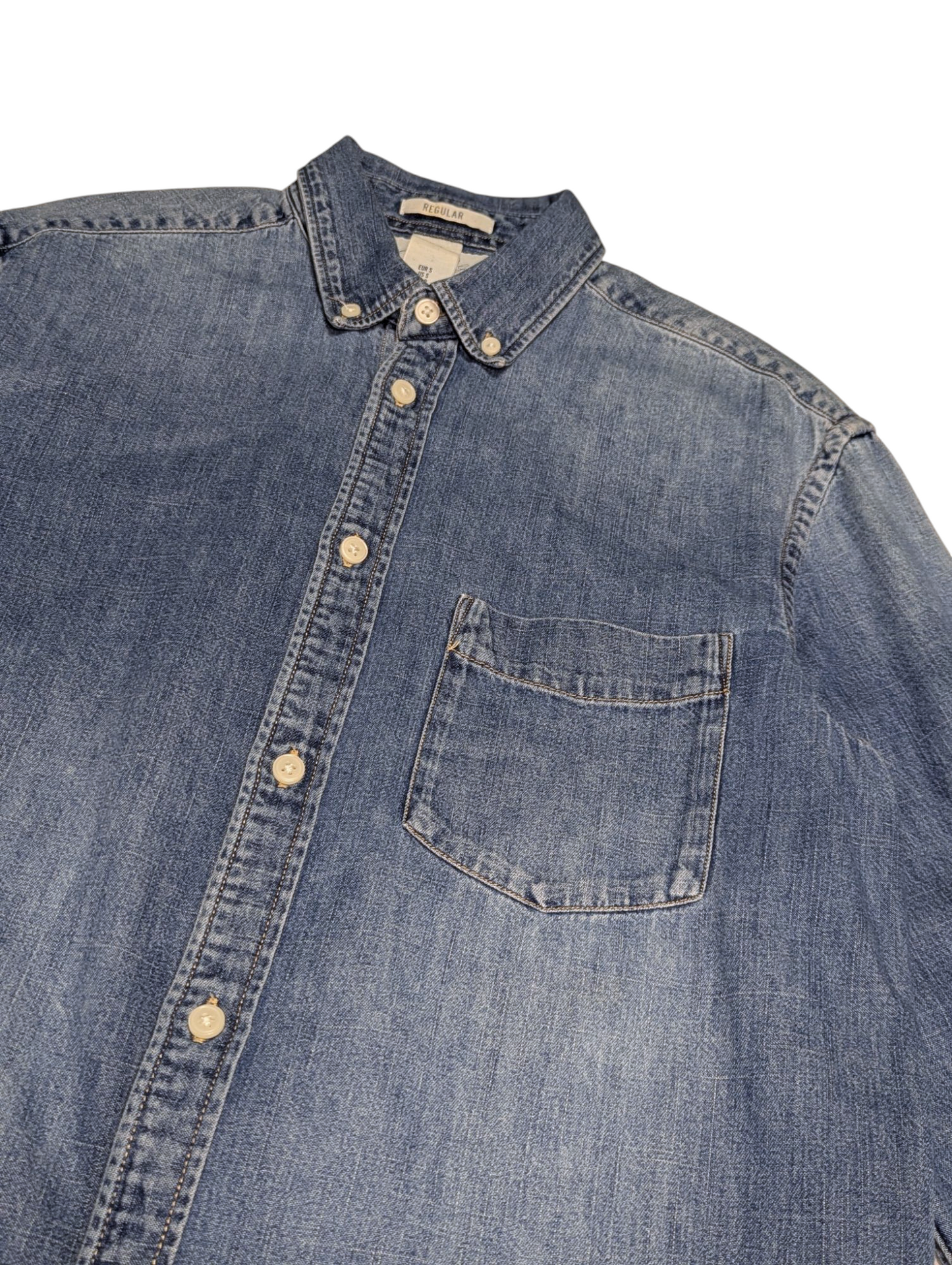 Preloved - H&M - Stone washed - Soft cotton Denim Shirt -  XS