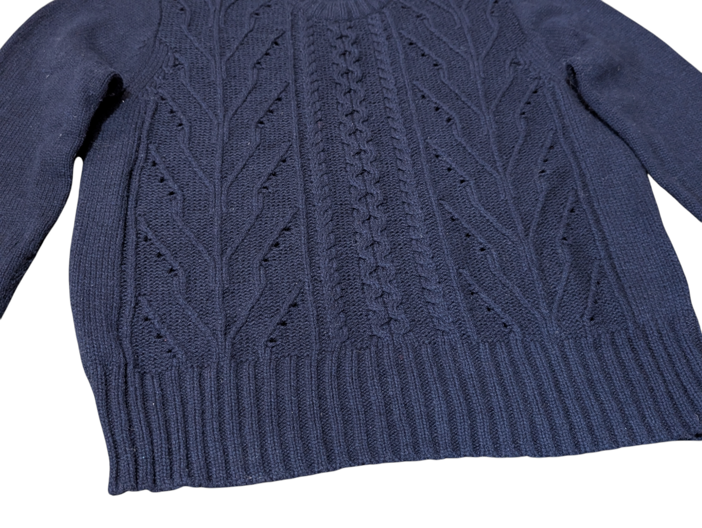 J Crew Preloved Navy Crew Neck Cable Knit Jumper Large