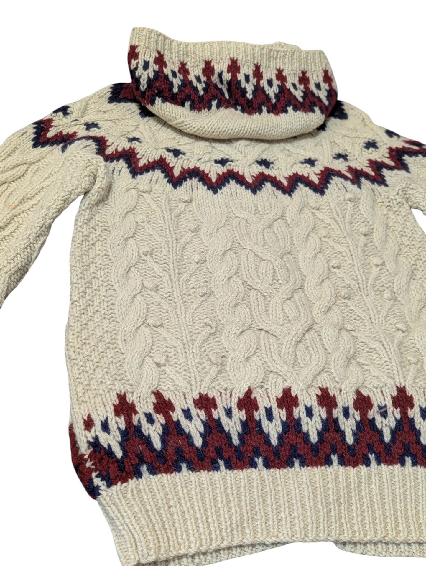 Nordic Vintage Cable Knit Hooded Cardigan Small