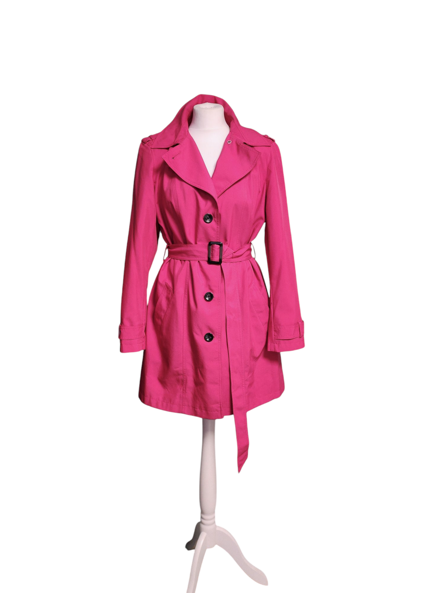 Preloved M&S Hot pink belted trench coat mac UK16