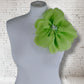 8.5" Lime Green Flower Corsage Handmade Recycled Material, Hair Slide