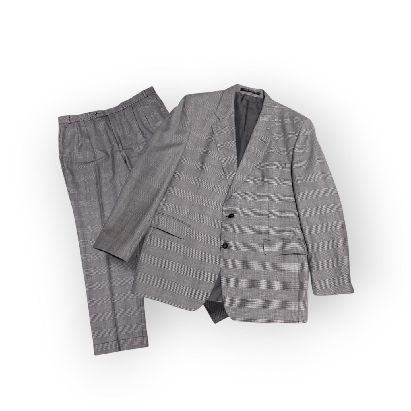 Vintage DAKS Jermyn Street Glen Check Two Piece Suit  48"