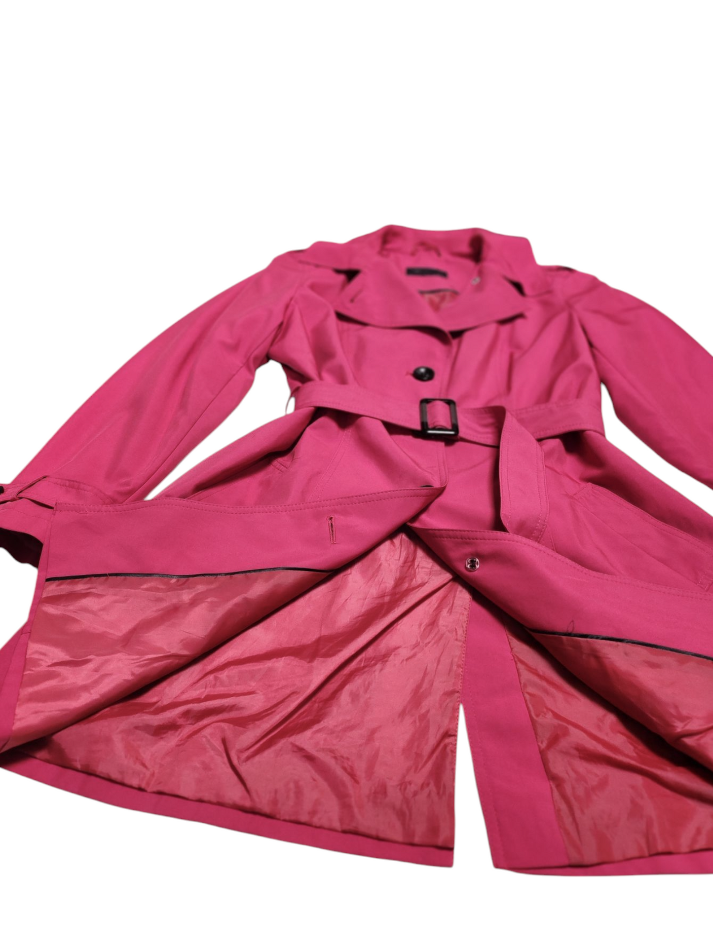 Preloved M&S Hot pink belted trench coat mac UK16