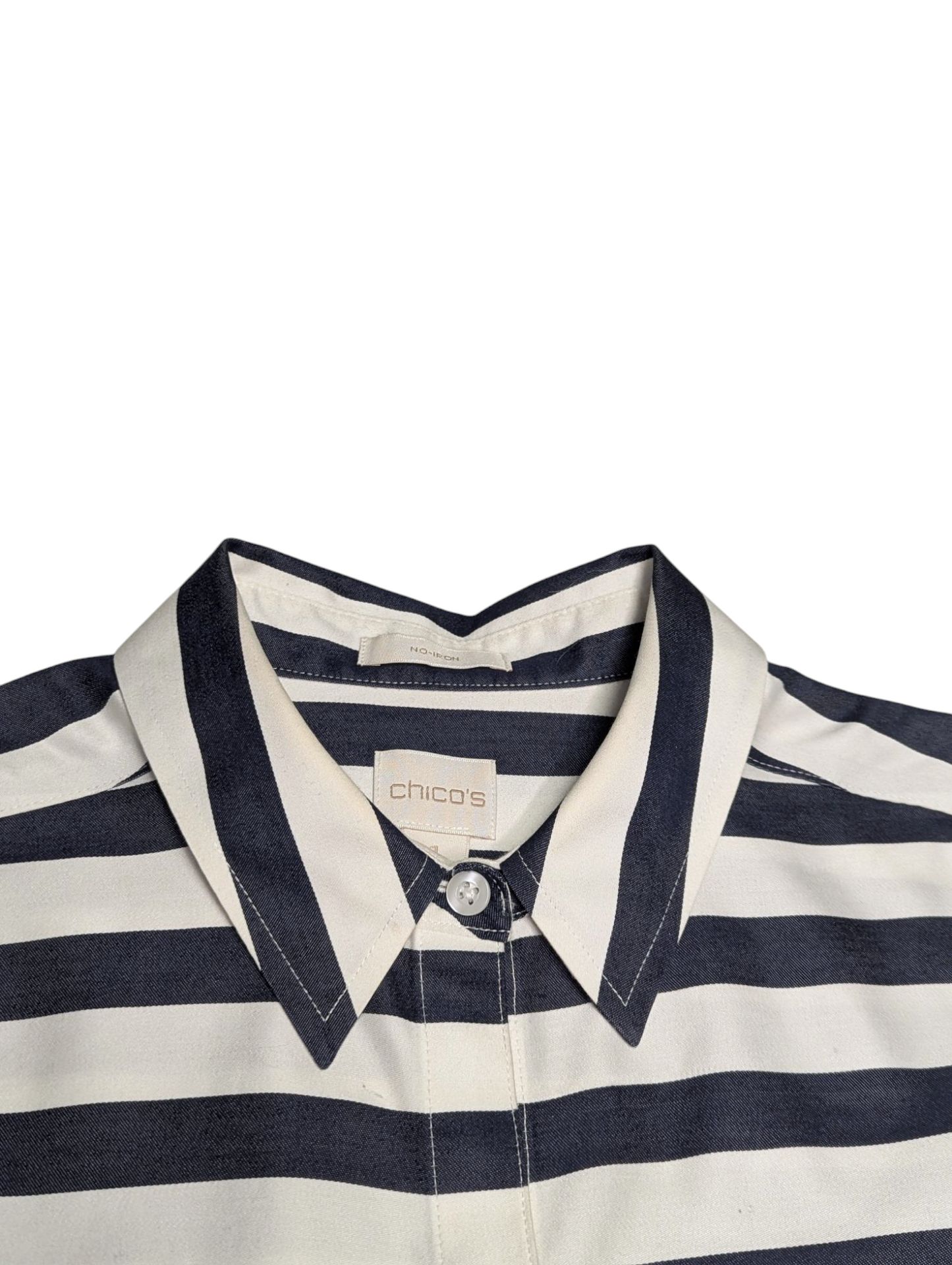Preloved - Chicos  - Vertical Blue & White Stripe Shirt - Medium