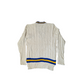 Lily Whites Vintage Preppy Cable Knit Jumper V-Neck with Blue and Yellow Trim Medium