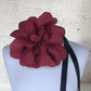 8.5" Red Flower Corsage with Black Ribbon and removable Hair Slide Handmade Recycled Material, Hair Slide