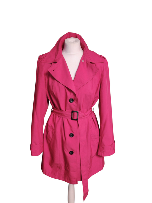 Preloved M&S Hot pink belted trench coat mac UK16