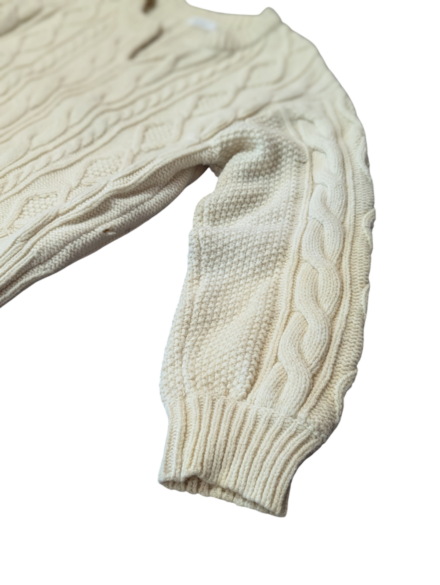 Beauty & Youth Cream Split Crew Neck Cable Knit Jumper Medium