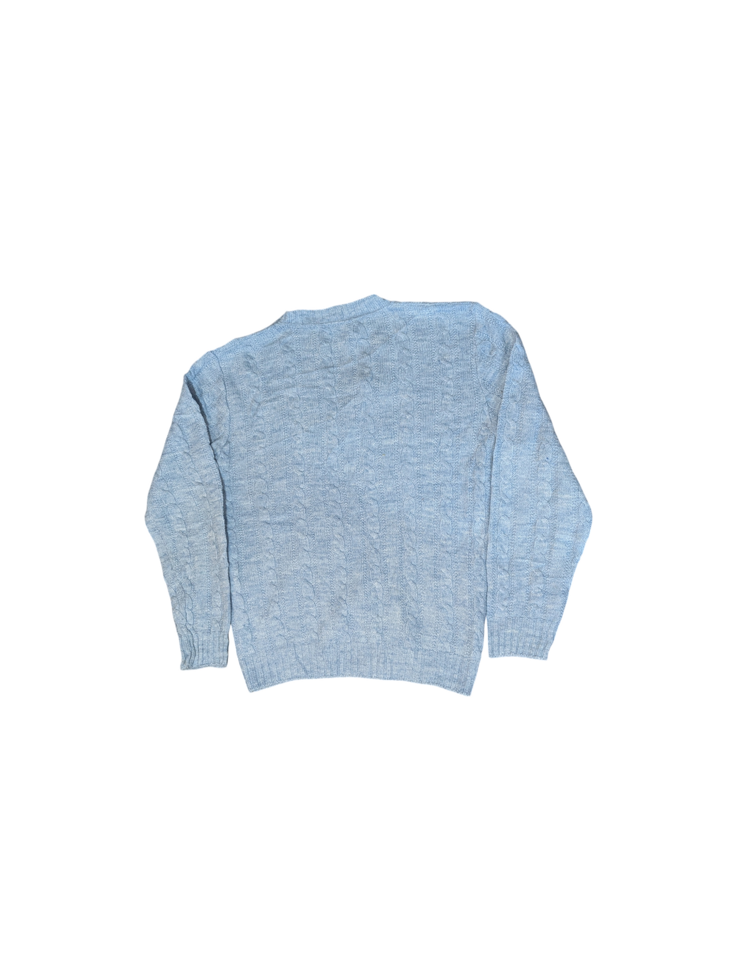 Jantzens Vintage Baby Blue Cable Knit V-Neck Sweater Small